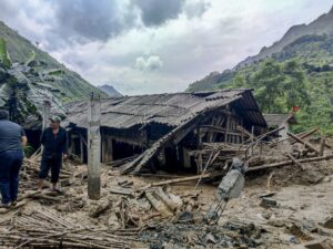 A house destroyed by the Yagi Typhoon.